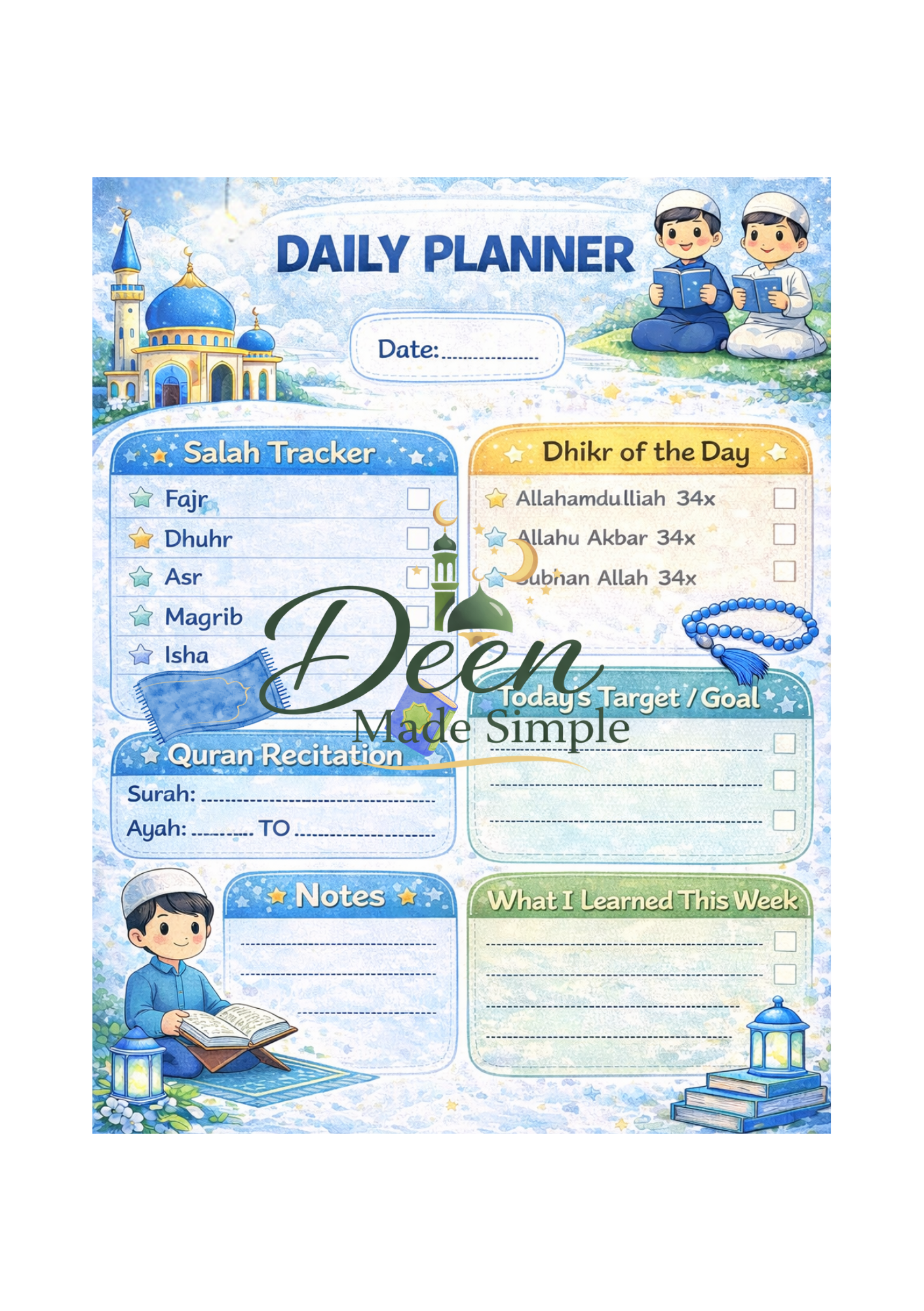 Reusable Daily Planner (For Boys)