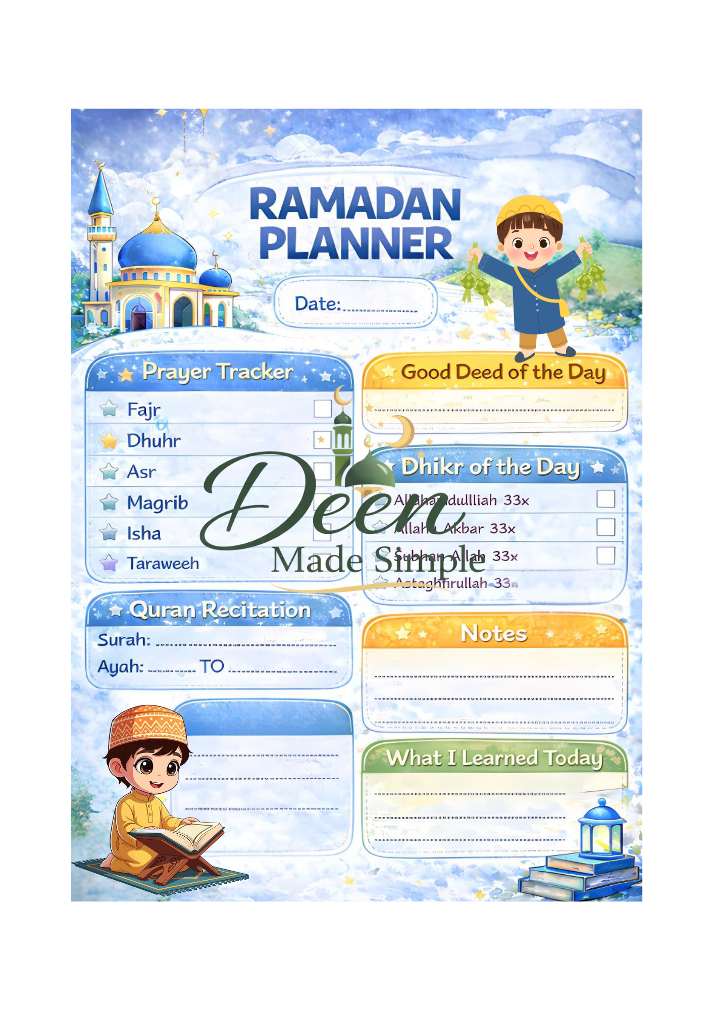 Reusable Ramadan Planner (For Boys)